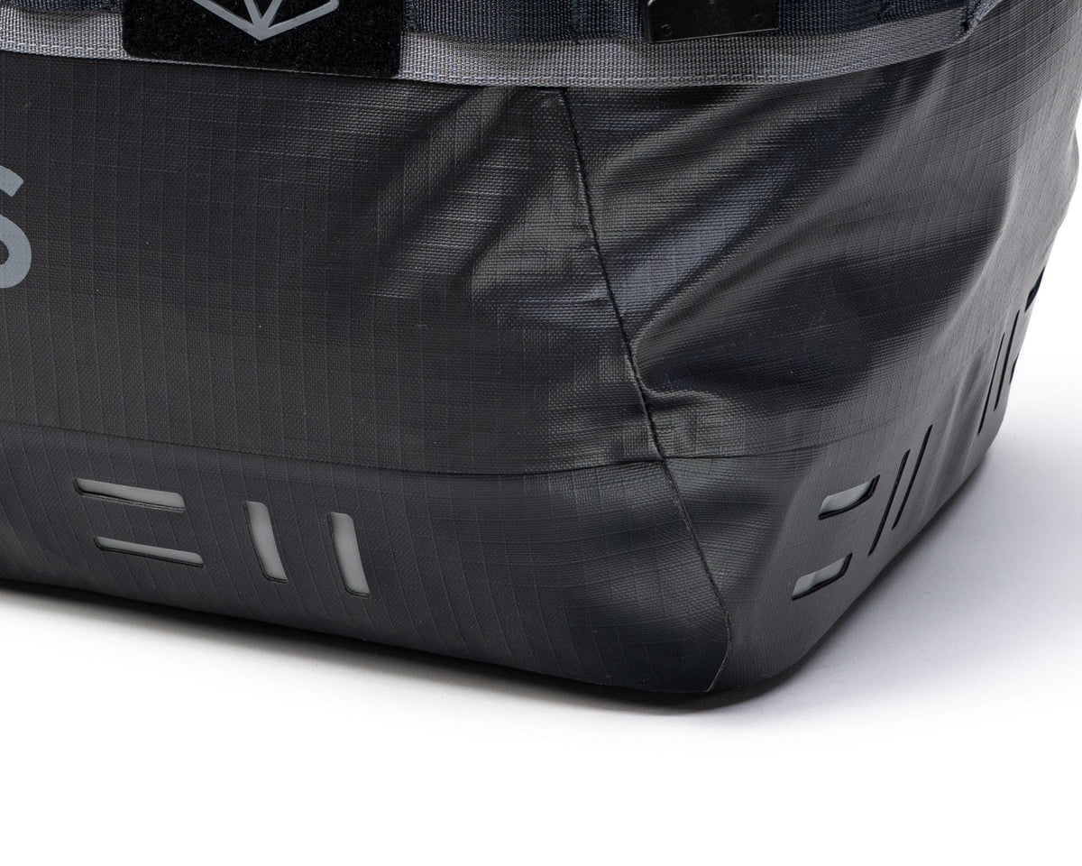 Black bag with visible branding on a white background