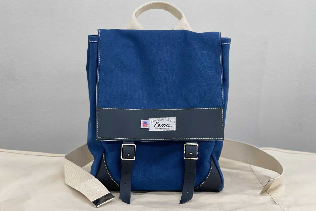 navy canvas backpack