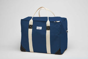blue cargo bag white background