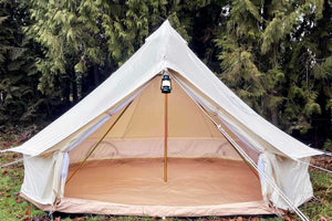 empty yurt tent in woods