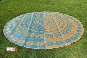 boho Bell Tent rug full view with LIT Logo
