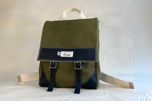 green canvas backpack