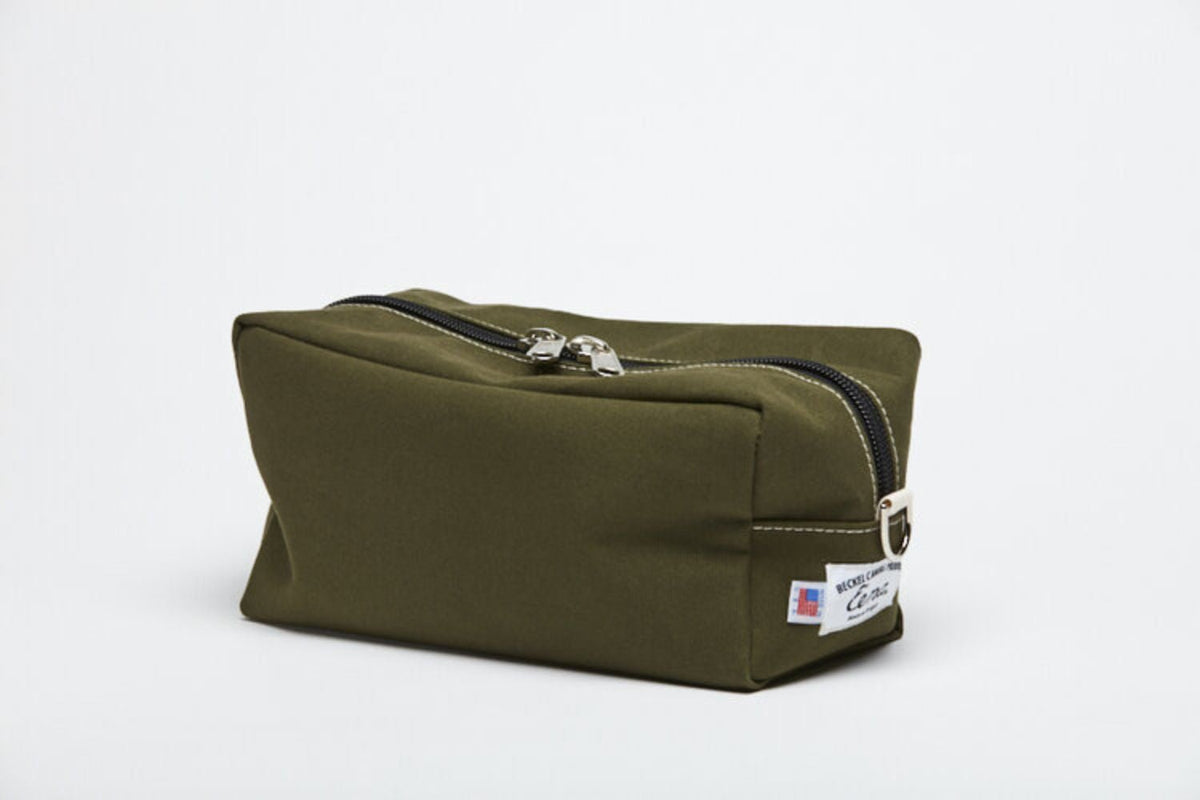 large green toiletry bag