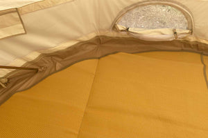 floor of bell tent with window open