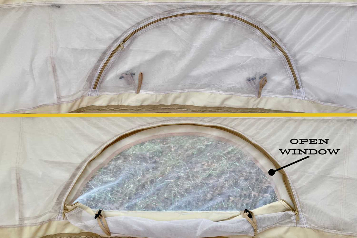 window of bell tent