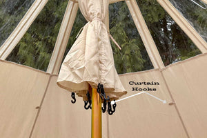 curtain on a glamping tent