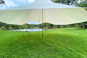 inside sun shade shelter on a lawn