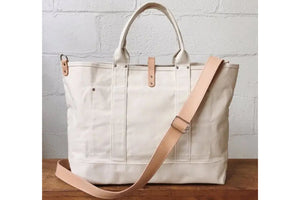 white canvas beach bag