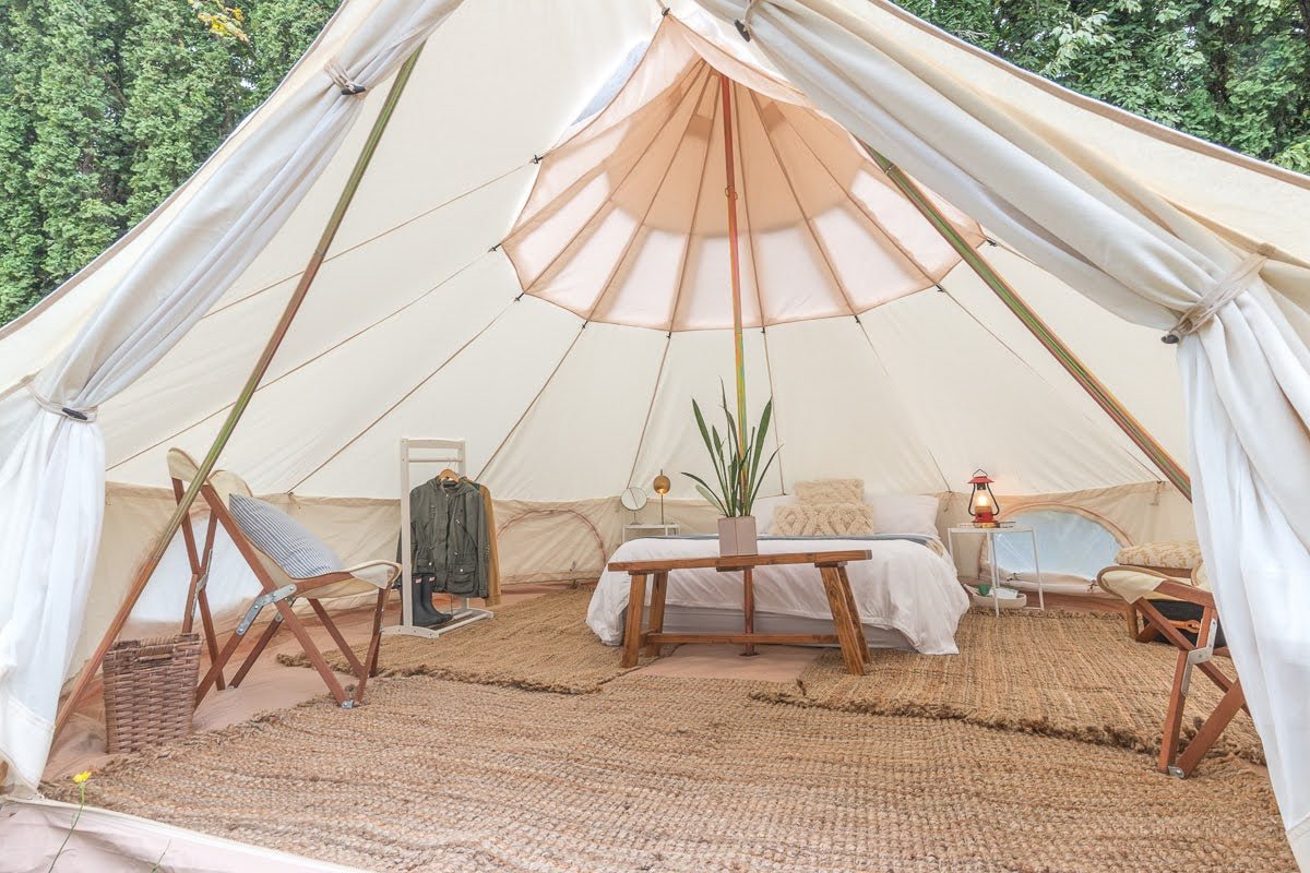 A look inside our canvas wall tent. Surprisingly it doesn't take too long  to setup camp, but once set we can comfortabl…