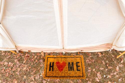 bell tent door with welcome mat