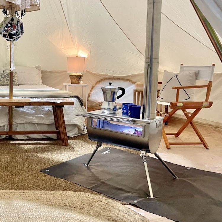 Winnerwell tent stove inside a bell tent