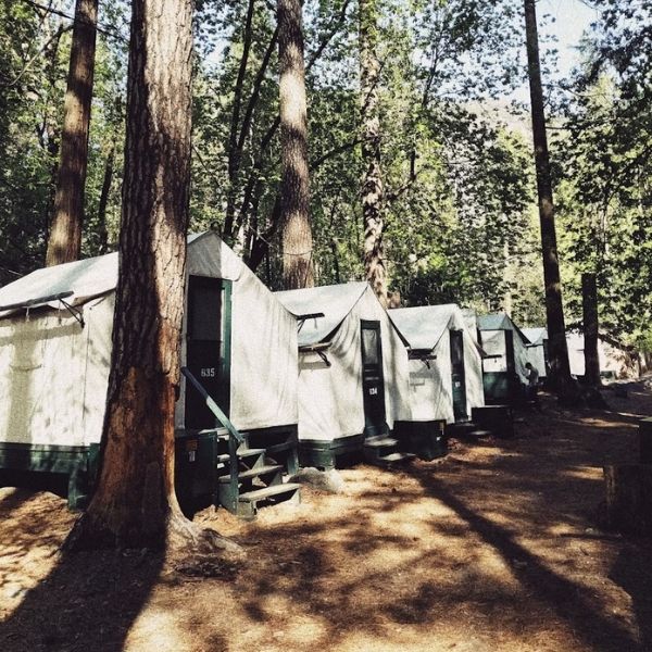 heavy canvas tent cabins at Yosemite National Park