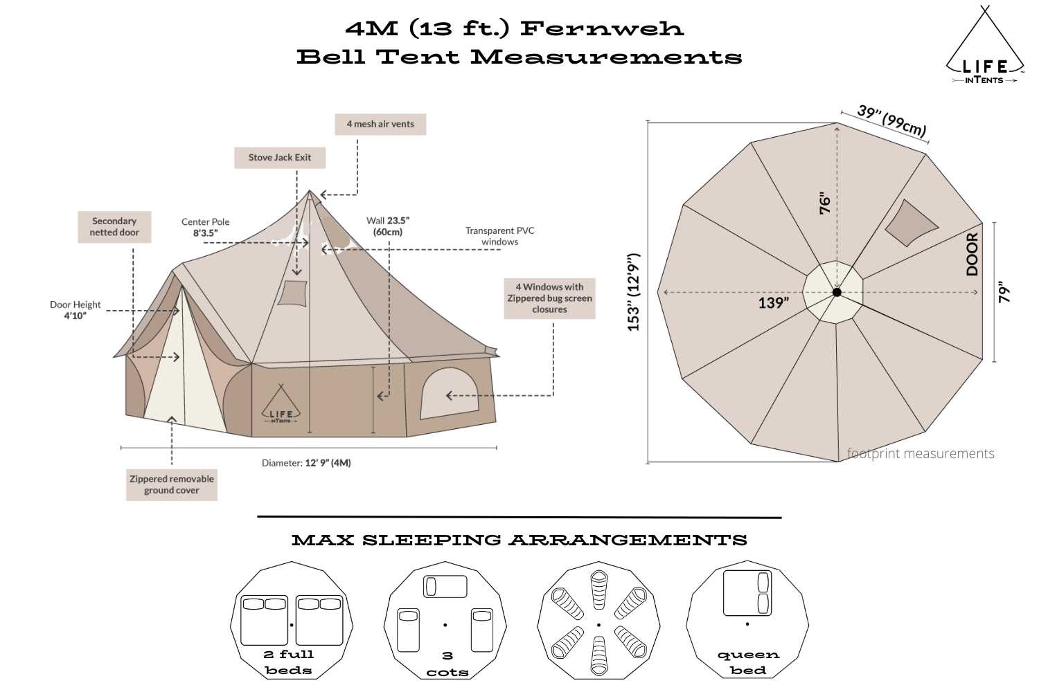 3 m bell tent 13' (4M) Fernweh Bell Tent