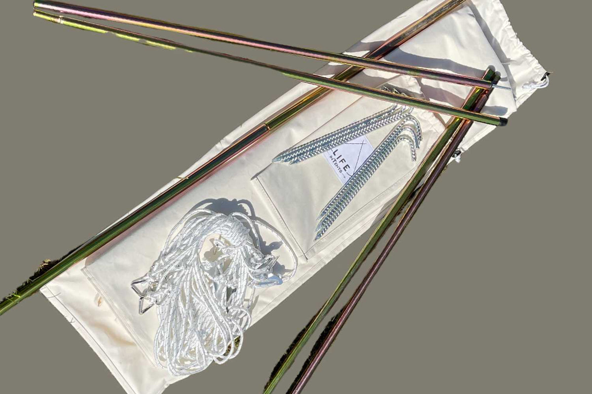 bell tent awning bag contents of pole and rope and pegs