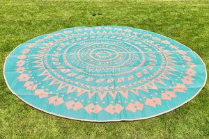 blue boho aztec rug design