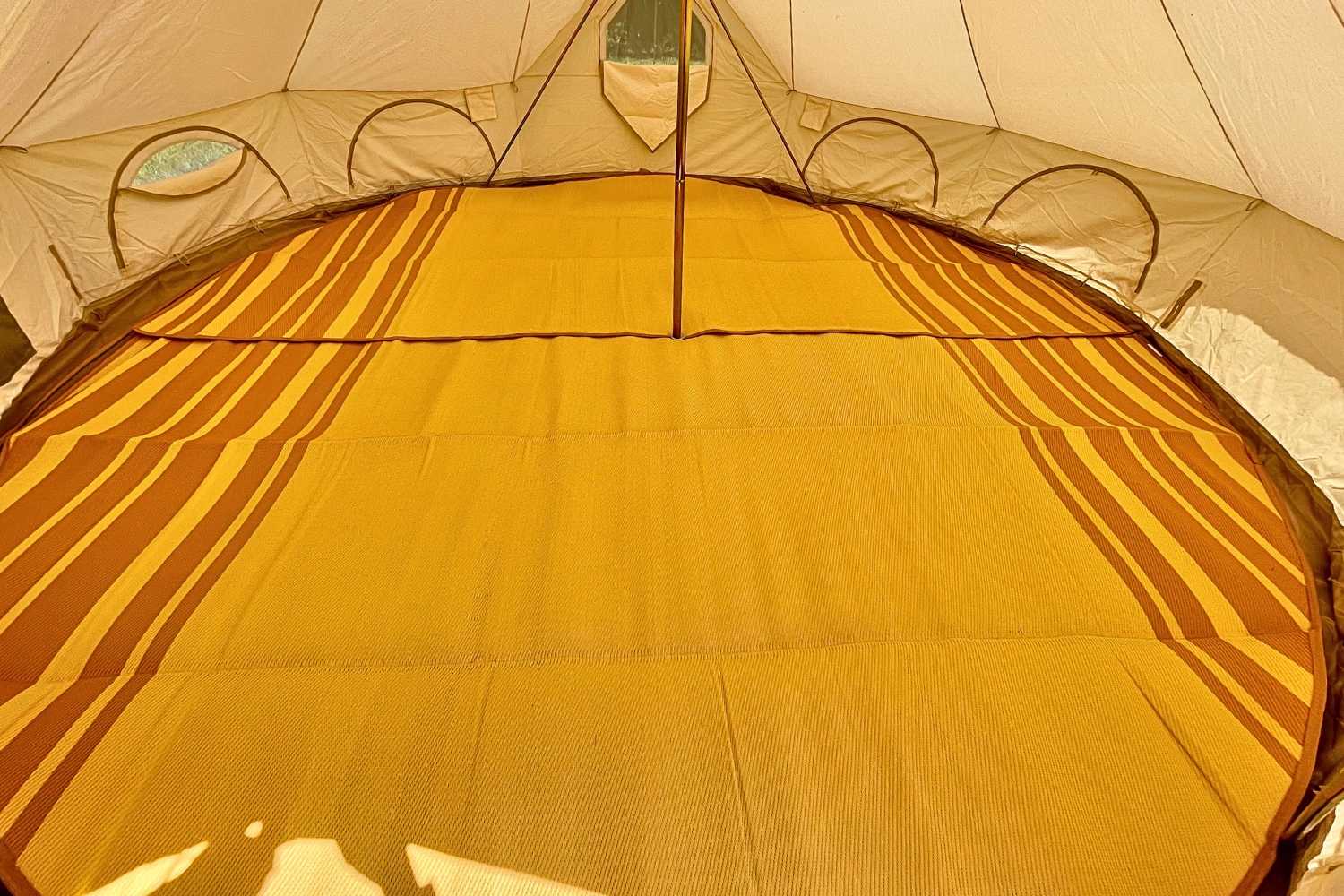 bell tent flooring Striped Bell Tent Floor Matting - Citrus Tones