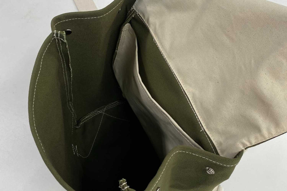 inside of green backpack