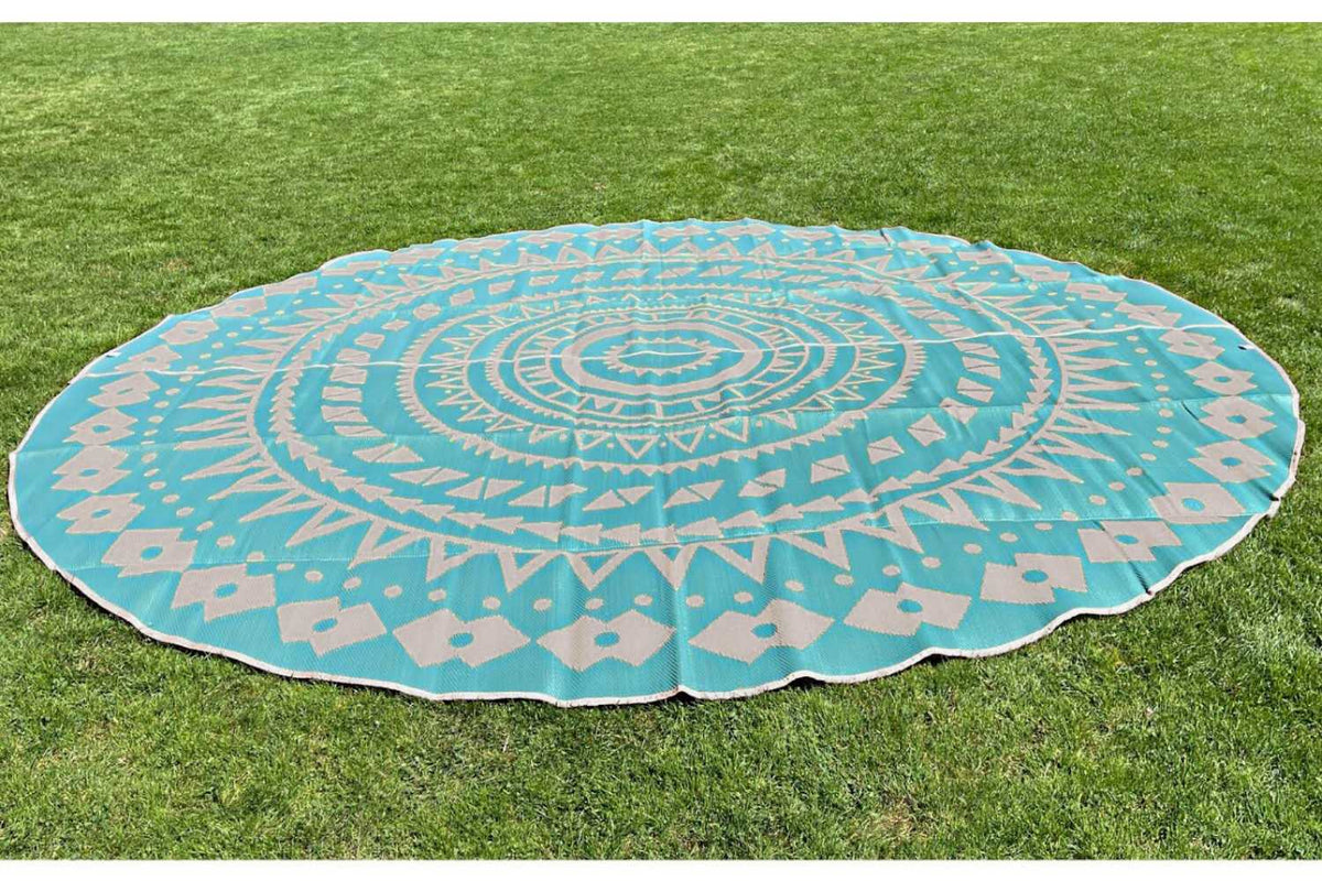 bug boho rug on grass