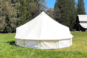 side profile of double door canvas bell tent