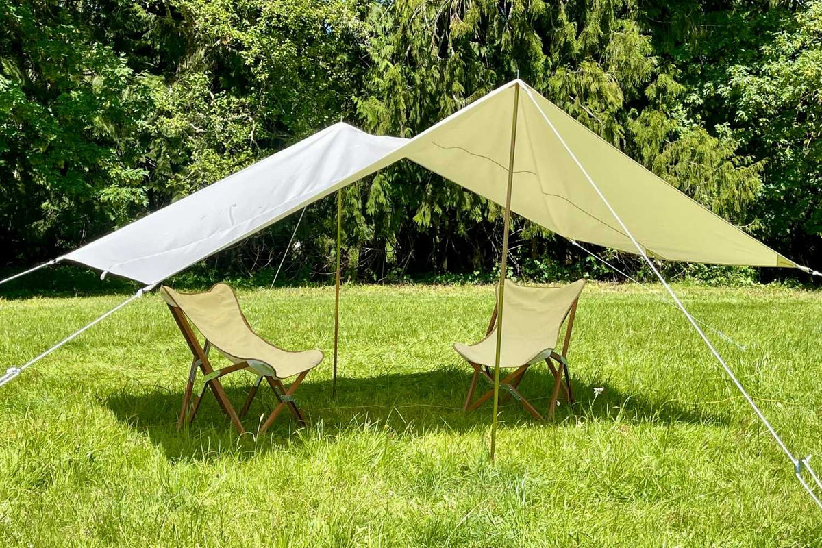 canvas sun shelter with chair