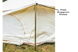 wall pole on outside of canvas camping tent