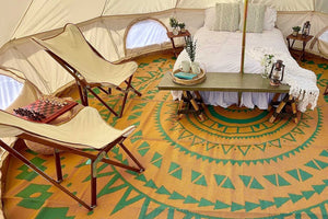 butterfly chairs in glamping bell tent