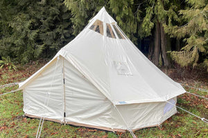 13 foot bell tent by trees