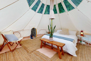 inside of stargazing canvas tent