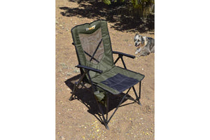 camping chair with a dog