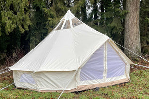 4m bell tent near trees