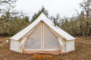 canvas tent in winter