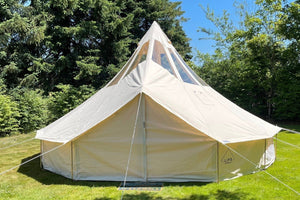 6m bell tent with canvas doors closed