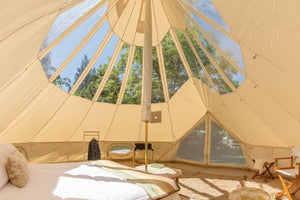 canvas bell tent with skyview