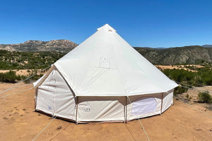 canvas tent in desert