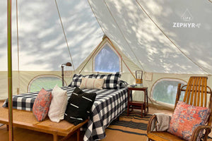 bedroom in a tent cabin