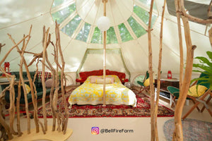 inside decoration of a glamping tent