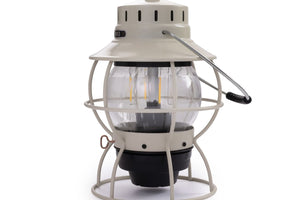 side of white camping lantern