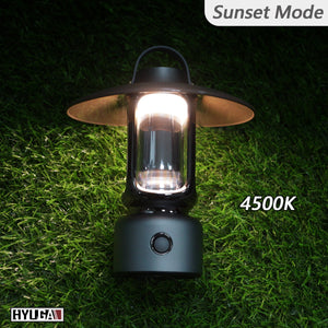 sunset mode lantern on grass