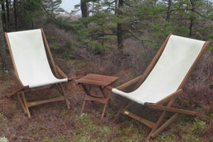 glamping chairs white in forest