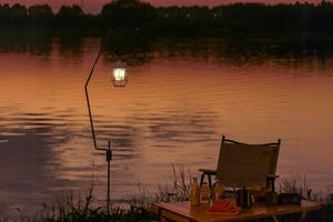 retro lamp by lake