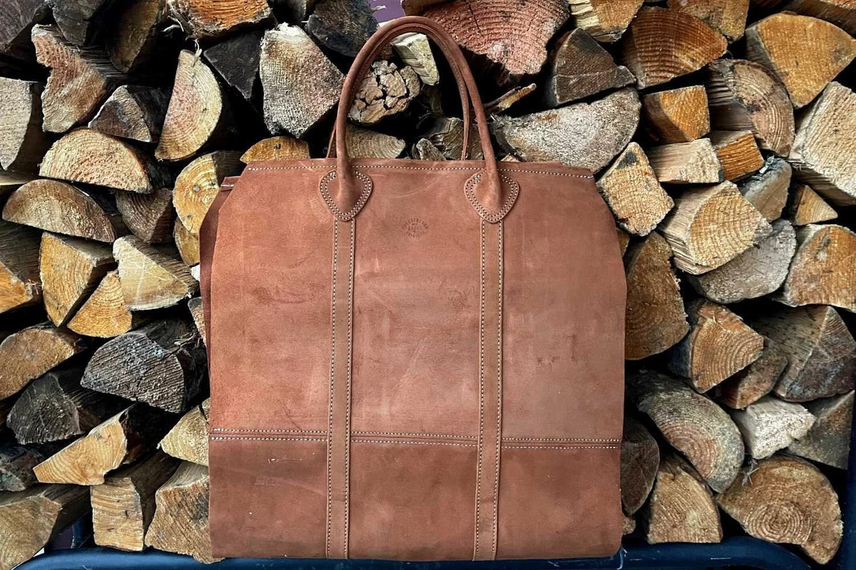 Leather log tote sale