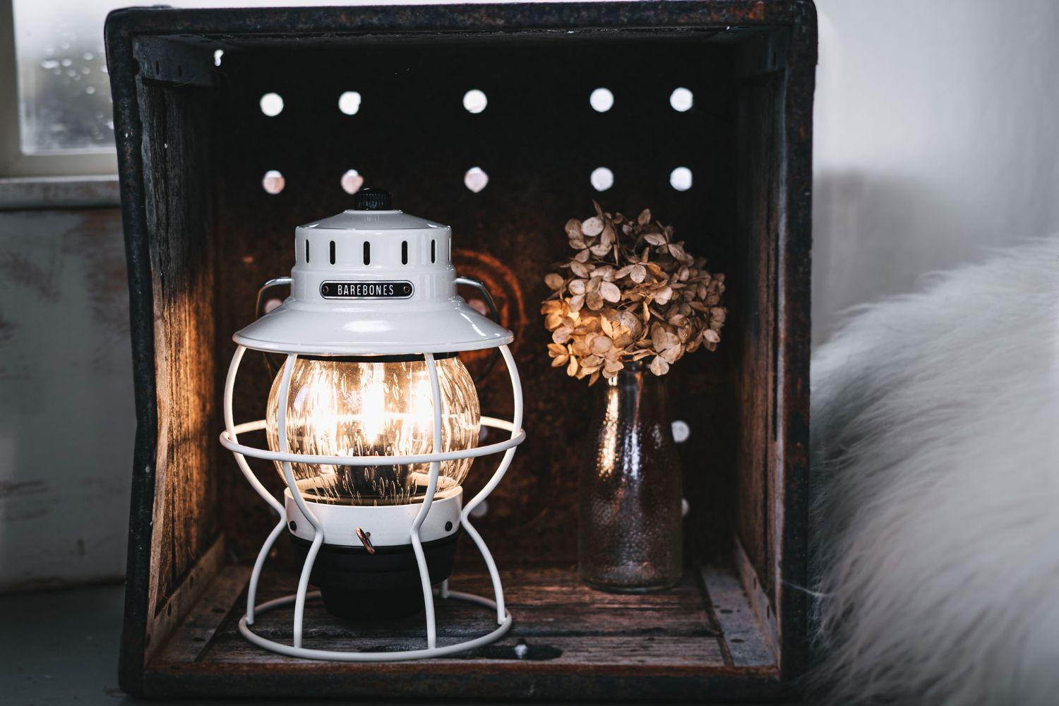 Barebones - Railroad Lantern - Vintage White