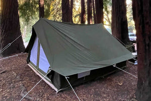 pup tent in woods