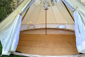 stargazing tent with glamping tent rug