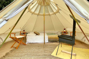 full sized bed in 13ft bell tent