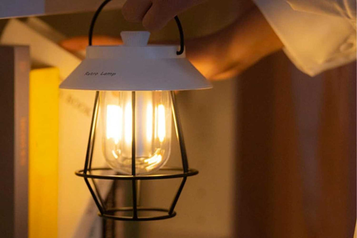 white retro lantern hanging
